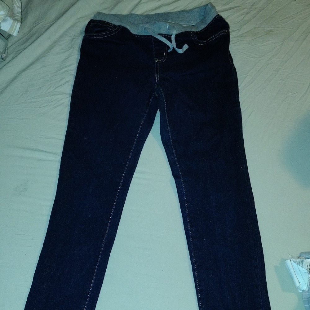 Cat & Jack Women's Navy Jeans with Heather Gray Waistband